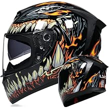 Full Face Motorcycle Helmet DOT Approved Motorbike Moped Street Bike Racing Crash Helmet, Men and Women