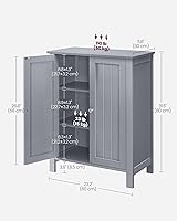 Vista 3 de VASAGLE Armario de almacenamiento de piso, unidad de almacenamiento independiente con 2 estantes ajustables, para baño, sala de estar, comedor