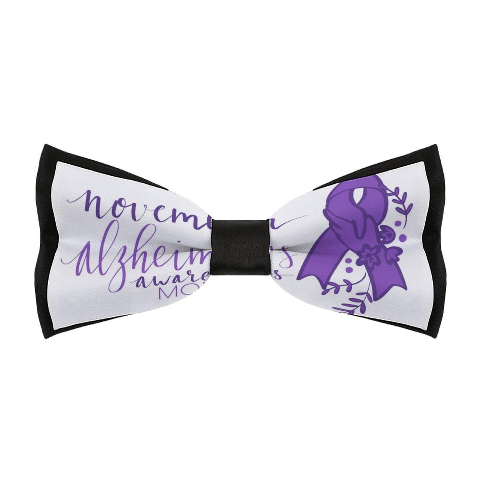 JYYAU Alzheimer’s Disease Awareness Month Bow Tie Adjustable Necktie For Men Business Fashion Pre-tied Tie Neckwear Novelty Accessory For Weddings Party Festival