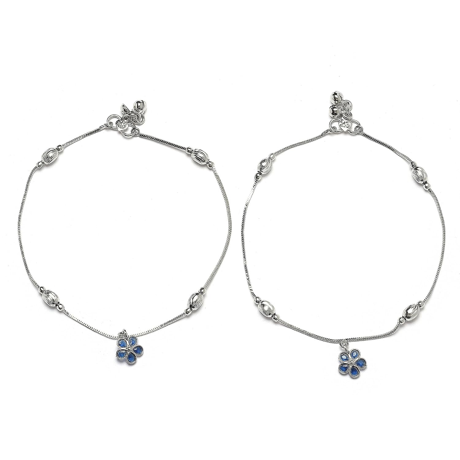 ZENEME Set Of 2 Rhodium-Plated American Diamond Studded Floral Charm Anklets For Girls and Women - Review, Price and Buying Guide