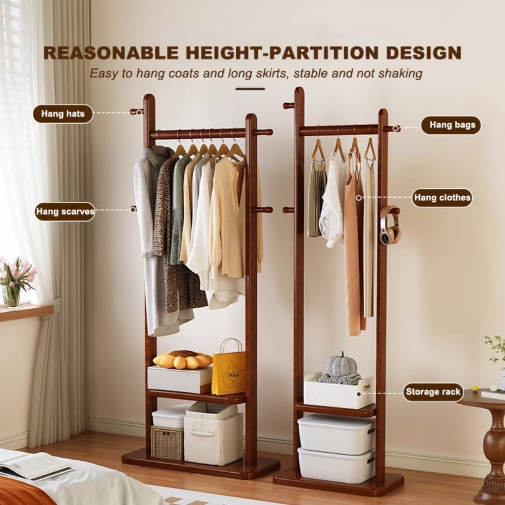 Free Standing Clothes Hanger Stand With Shelves, Multifunctional Corner Coat Rack & Hanging Bar For Bedroom And Hallway, Versatile Clothing,A-60CM image 3