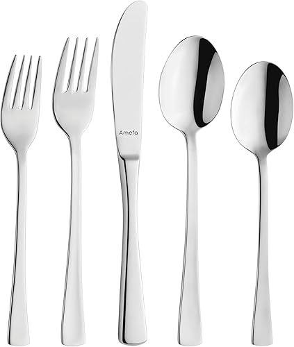 Amefa Atlantic - Juego de cubiertos de acero inoxidable 1810 de 20 piezas, acabado de espejo de alto brillo, juego de cubiertos para 4 personas,