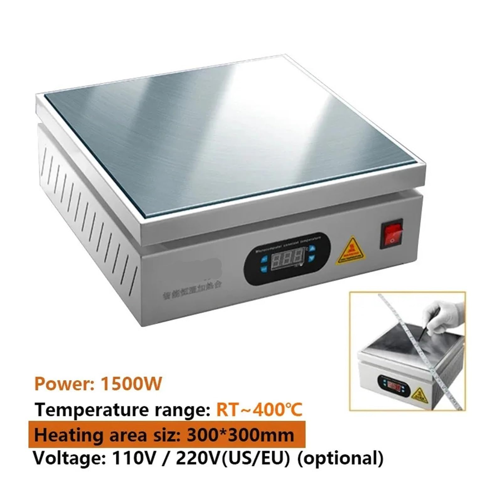Agitatore Magnetico, 300 * 300mm Stazione di Riscaldamento Elettronica Piastra Calda Tavolo Piattaforma Preriscaldamento 0~400 ℃ for BGA PCB SMD LCD del telefono Touch Screen Riparazione