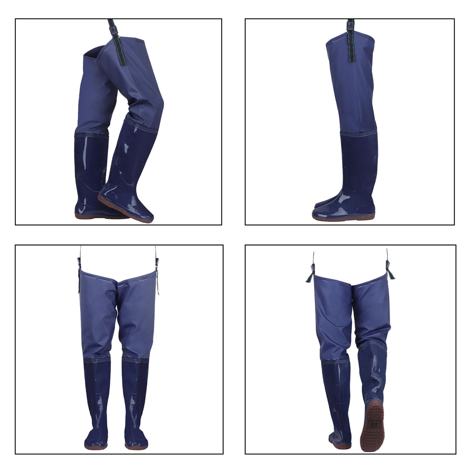 Stivali A Coscia Trampolieri da pesca in PVC, piede impermeabile leggero con suola spessa con suola con tacchetti per il giardinaggio agricolo(Size:39 EU)