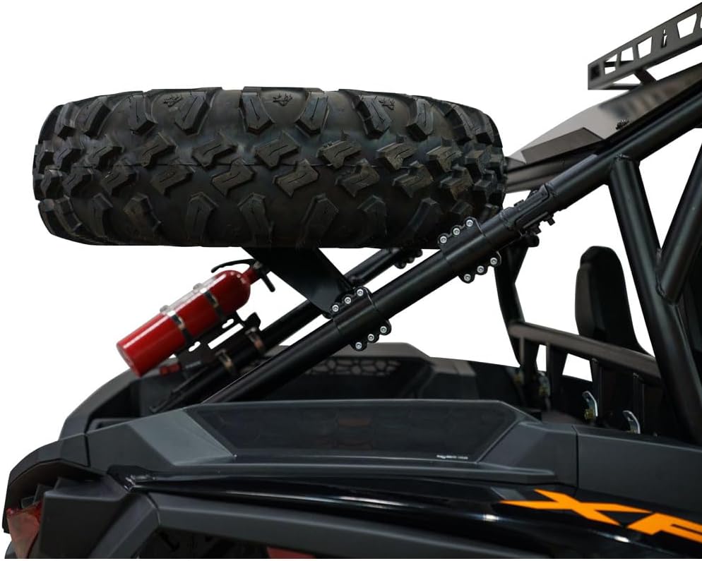 Tusk Spare Tire Carrier Heavy-Duty Roof Height Profile or Below Adjustable for Wheel Offset Compatible with Polaris RZR XP 1000 2024-2026/RZR XP 4 1000 2024-2026