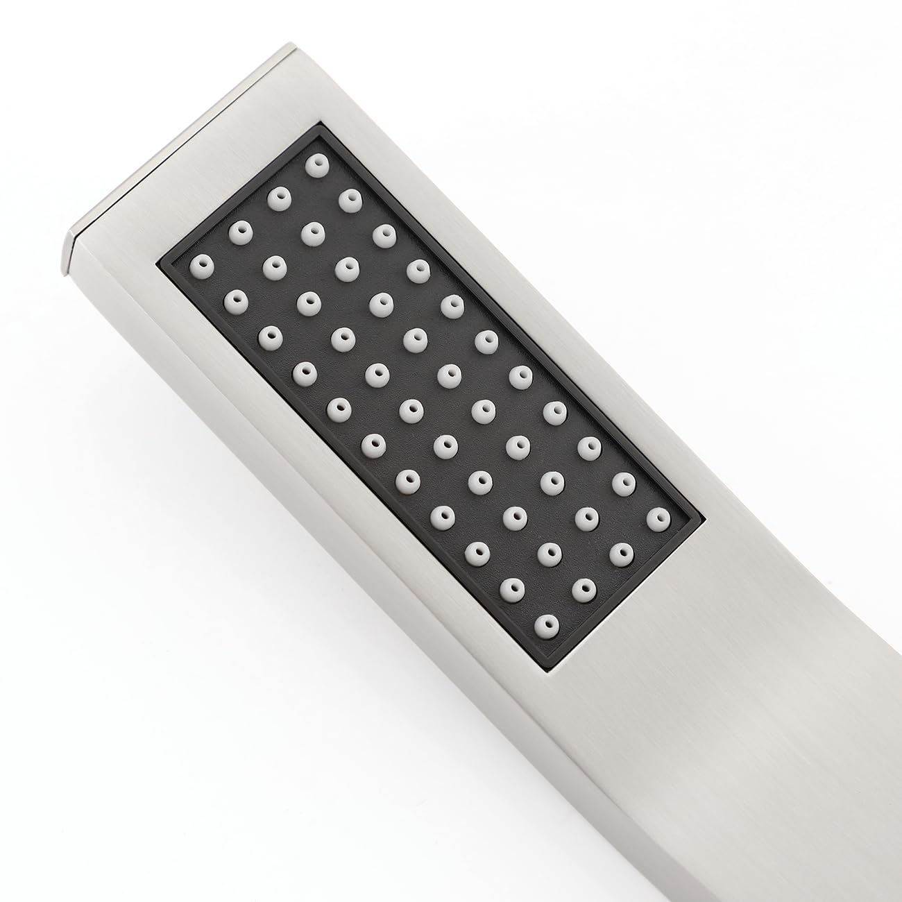 Muxios High Pressure Brass Square Handheld Shower Head Water Saving Shower Head with Easy Cleaning Rubber Nozzles Single Function Brushed Nickel Fnish Including Washer L-Style - Image 3
