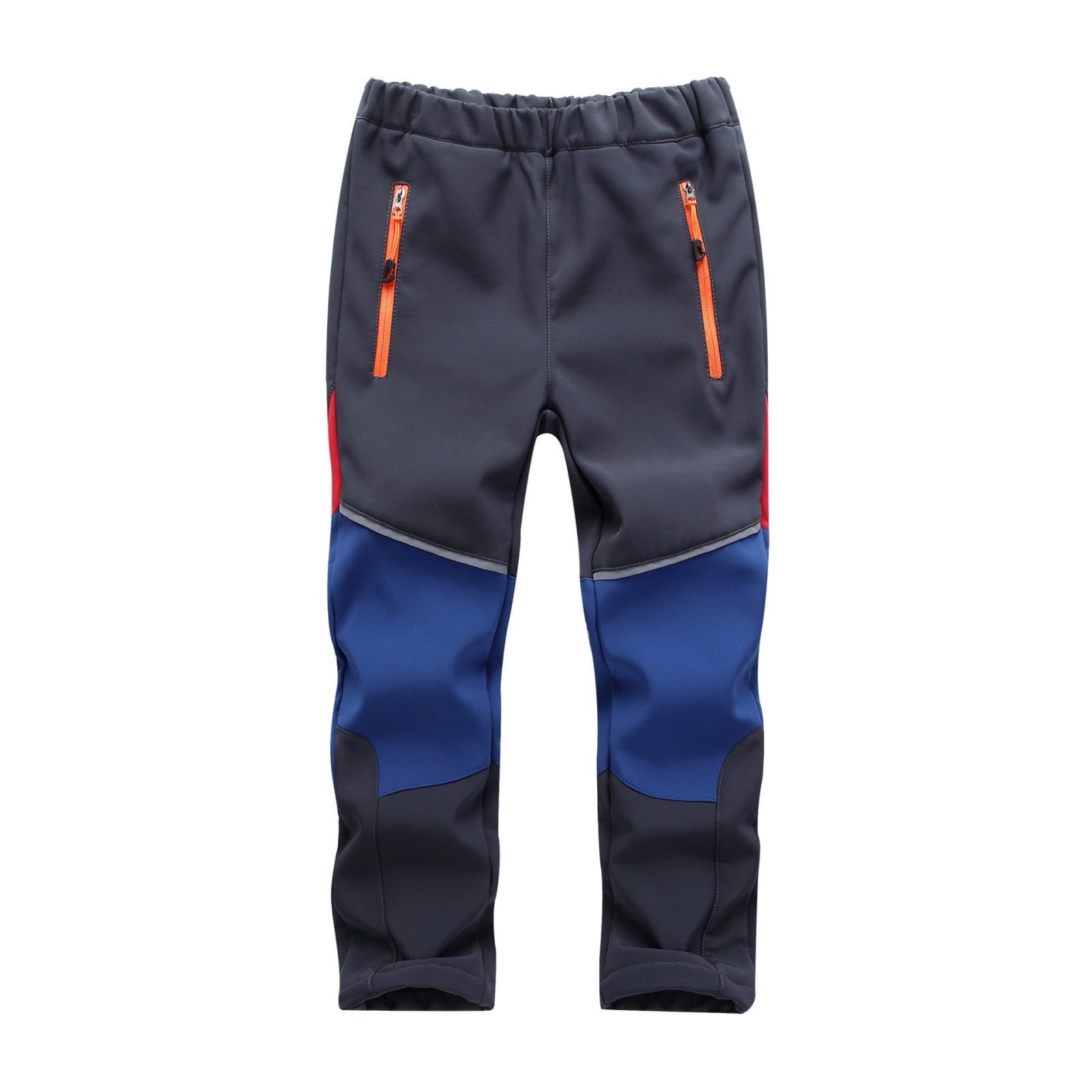 Pantalon de neige pour enfants avec doublure chaude en tissu softshell coupe-vent confortable - Pantalon de ski pratique et extensible - Poches zippées - Pantalon de ski tendance pour la randonnée et