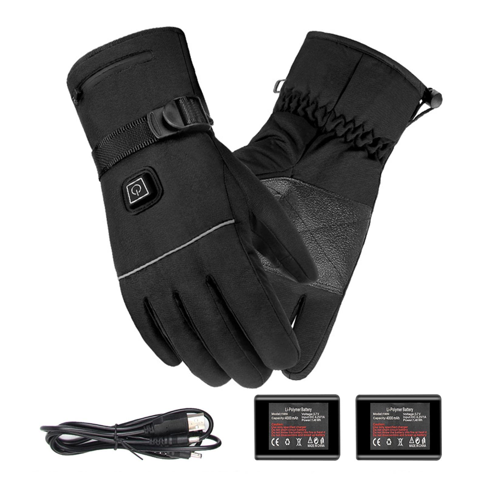 Guantes calefactados que funcionan con pilas, guantes térmicos con batería recargable de 3,7 V con 3 engranajes de temperatura, guantes térmicos para pantalla táctil para ciclismo, senderismo,