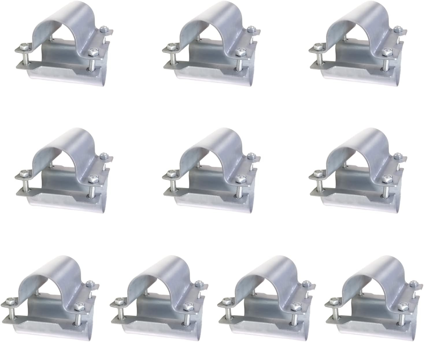 20 Pcs/10 Pairs Greenhouse Cross Grid Pipe Connector Clamps Purlin Bracket Fit 1-3/8 inch OD Tube, Galvanized Steel Pipe Fitting Clip w/Bolts Nuts for Farm, Rail Fence