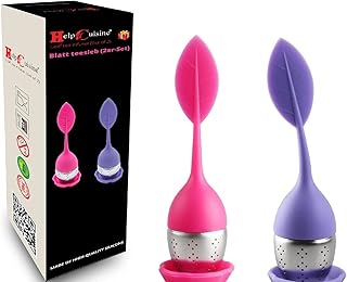 HelpCuisine® Infuser/infuseur de thé/Filtre diffusseur/passoire a thé, infuseur réalisé en Silicone à 100% Alimentaire sans BPA (Pourpre et Rouge)