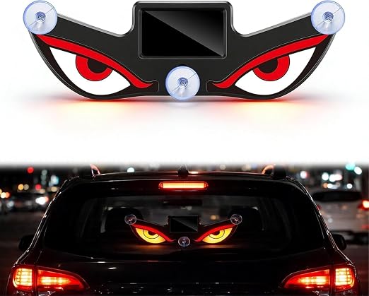 Solar Devil Eye Car Window Light, Wireless Triangle LED Decorative Window Lamp, Solar Powered Vehicle Window Accessory with Suction Cup Mount, Universal Car Window Decoration for Cars, SUVs, Trucks
