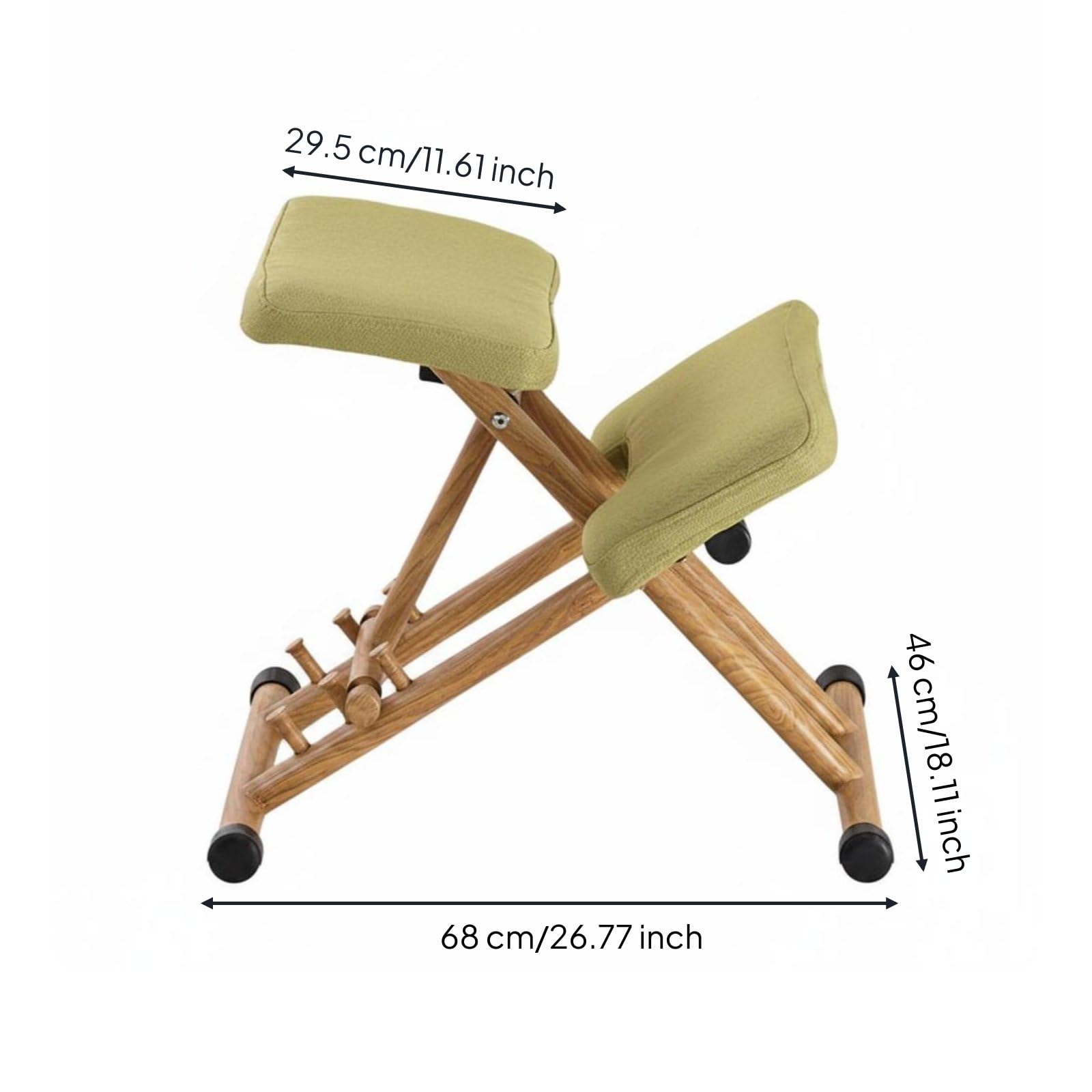 Qianly Silla de Rodillas Ajustable Silla Correctora de Postura Plegable Taburete Ergonómico Rodillas para Niños, Estudiantes, Dormitorio, Verde, Sin Respaldo