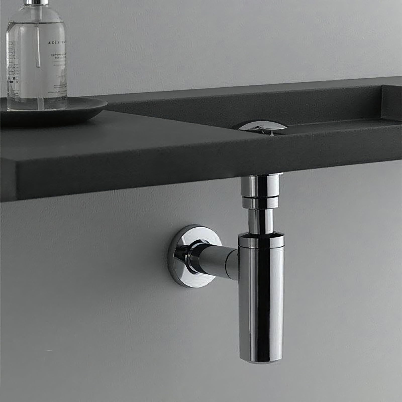 Syphon Waschbecken mit Pop Up Ablaufventil und Überlauf,Reinigungsöffnung,Geruchsverschluss,Höhenverstellbares Waschtisch Siphon für Badezimmer Küchenspüle,1 1/4″