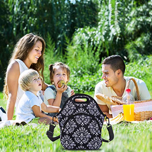 Armofit Black Classic Lunch Bag Neoprene Lunch Tote Insulated Reusable Medium Waterproof Washable Handbag With Zipper And Detachable Strap For Women Men Kids Teen Work School Travel Picnic #TOP6