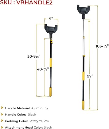 Mytee Products 8ft V Shaped Board Corner Protector Extension Handle - Edge Protector Pole for Flatbed, Adjustable Locking Clamps V Edge Sponge Hand Held Guards Handle