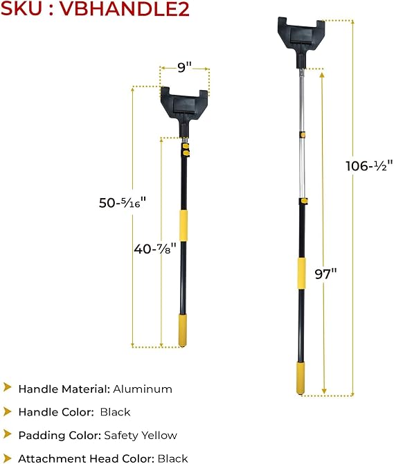 Mytee Products 8ft V Shaped Board Corner Protector Extension Handle - Edge Protector Pole for Flatbed, Adjustable Locking Clamps V Edge Sponge Hand Held Guards Handle