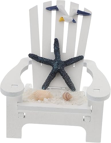 DECHOUS Mini figura de madera sillas de playa decoraciones de mar para el hogar, silla náutica en miniatura, decoración de la casa, decoración