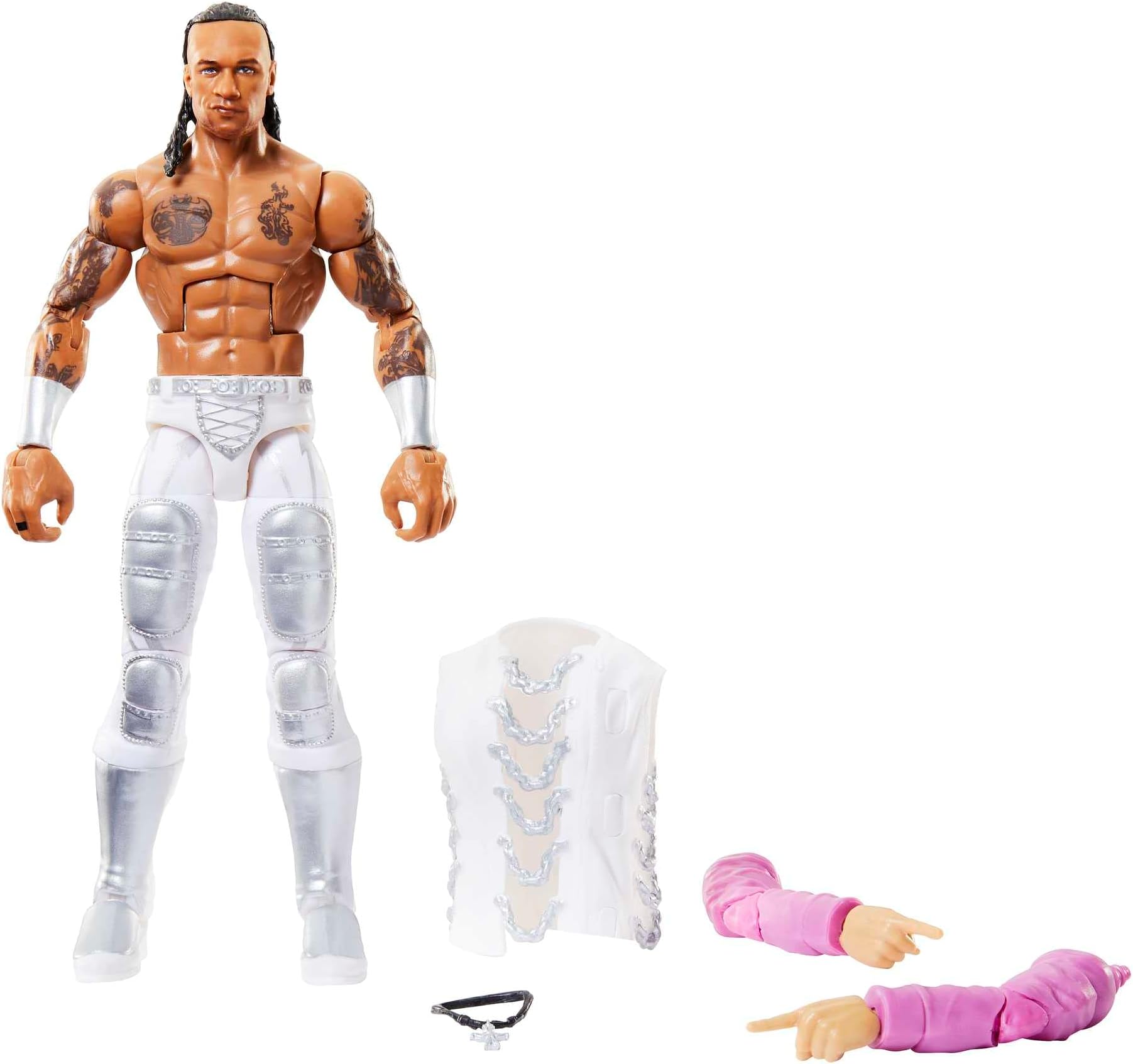 Mattel WWE Elite Action Figure Royal Rumble Damian Priest with Accessory and Dok Hendrix Build-A-Figure Parts, HKP17