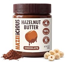 Hazelicious CHOCOLATE Hazelnut Butter, 75% Hazelnuts, 4 Simple Ingredients, 60% Less Sugar, No Palm Oil, 6g Protein, Creamy & Spreadable Nut Butter, 10 Ounces