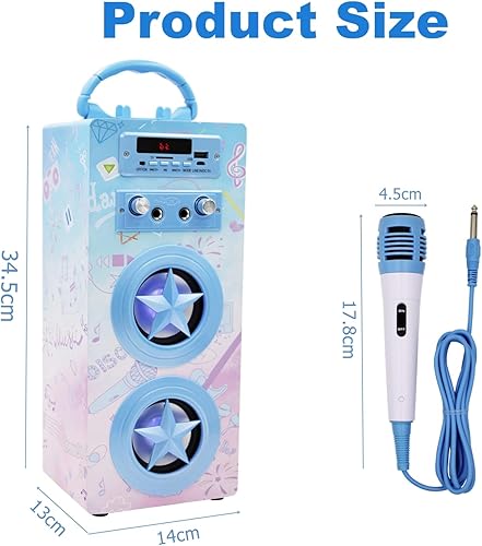 Miniatura 6 de Máquina de karaoke Bluetooth para niños con 2 micrófonos, control remoto inalámbrico, portátil, reproductor de MP3, altavoz con micrófonos para