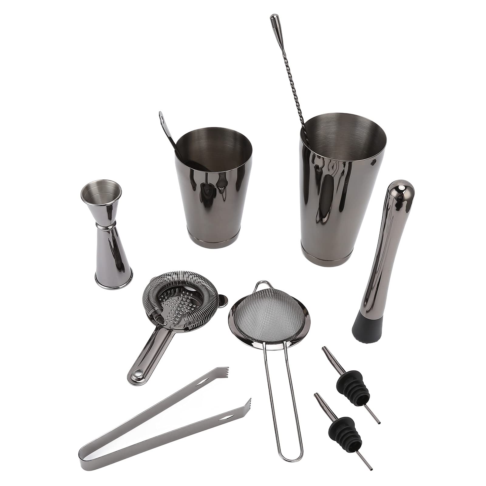 Juego de coctelera de 11 Piezas, Kit de Barman con colador de cóctel, Accesorios de Bar de Acero Inoxidable para Fiesta en casa, Herramientas de Mezcla Profesionales para mojitos (Gris plomizo)