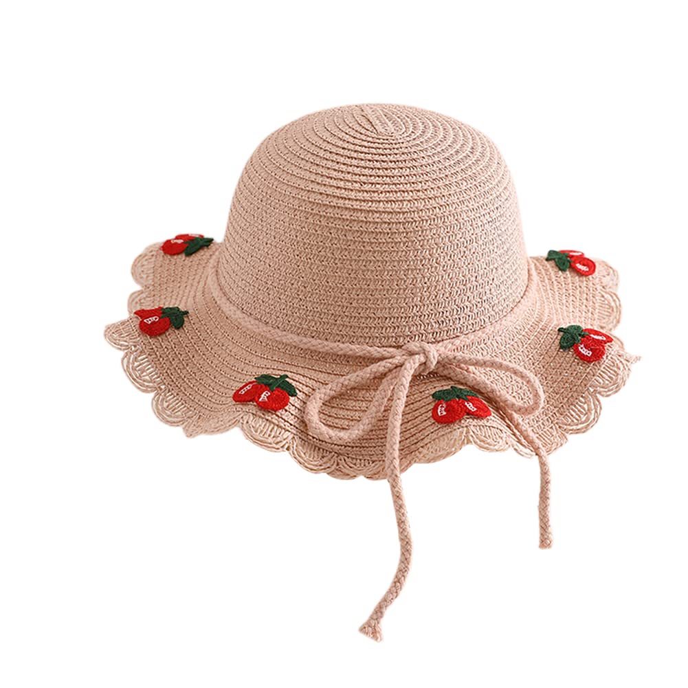 Volicph Mädchen Kinderstrohhut Mädchen Sommer Sonnenhut weich Stroh Hut Strand Sonnenschutz Hut Mädchen Reise Sonnenhut Baby Sommer Strohhut