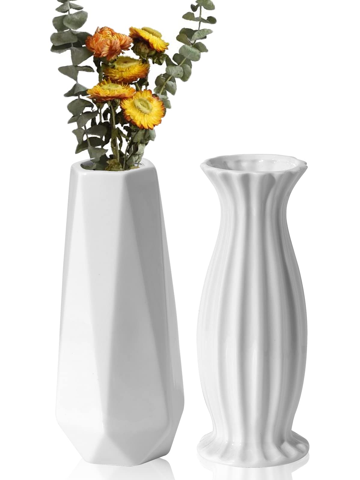 Ceramic Vase,Ceramic Vase Set,Minimalistic Style Vases for Rustic Home Decor, Modern Farmhouse Decor, Living Room Decor, Shelf Decor, Table, Bookshelf, Mantel and Entryway Decor (B)