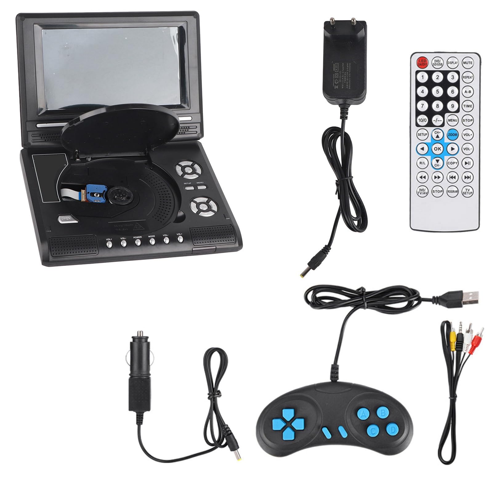 7-i Tragbarer DVD-Player, Mobiles TV-Auto-Gamepad, 100-240 V, EU-Stecker, Wiederaufladbar (KIMISS9idnu12x34-02)