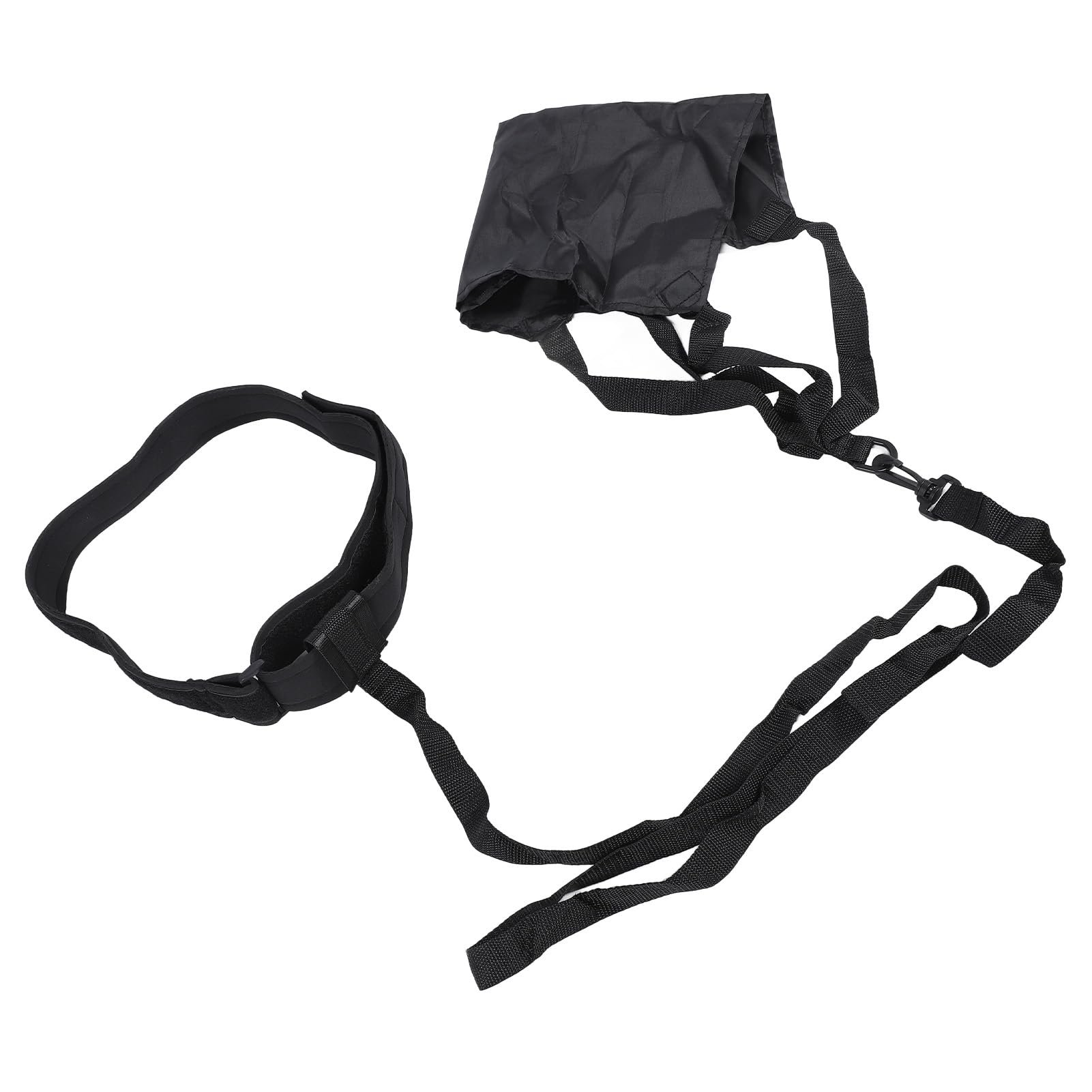 POENVFPO 40cm Swim Parachute Training Set, Nylon & PP Anti Loosening Buckle, Swimming Belt with Drag Parachute (Black)
