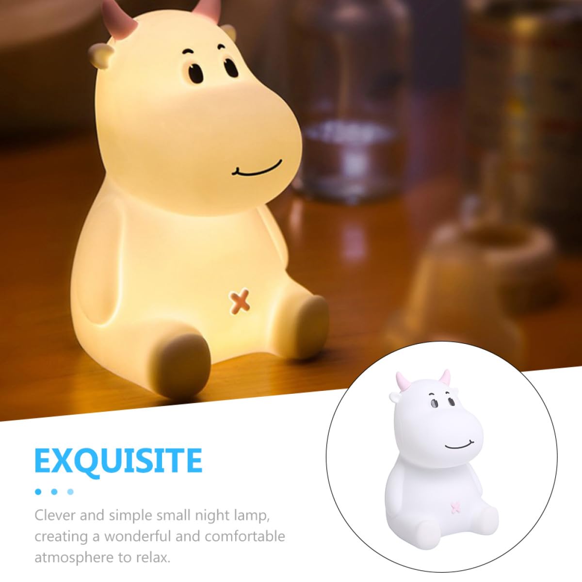 Toyvian Kuhlicht Nachtlicht Tischlampe 1 Satz, 1200mah Silikon Rosa