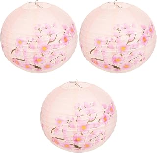 3pcs Japanese Sushi Restaurant Lantern Round Party Lanterns Folding Pink Hanging Lanterns Cherry Blossoms Chandelier Iron