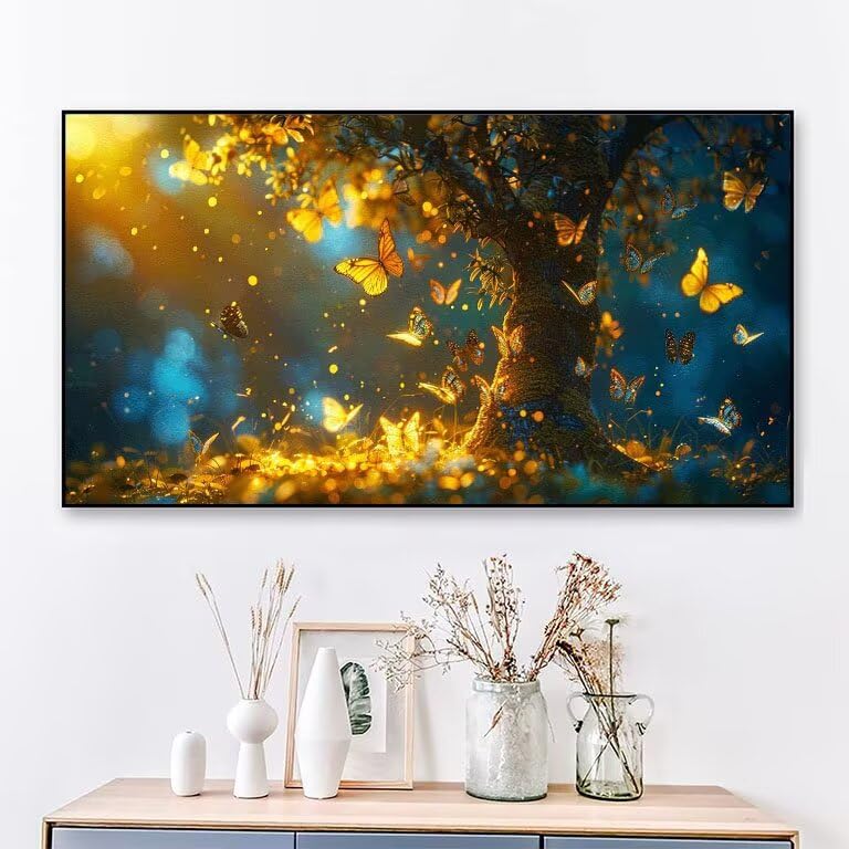 Diamond painting papillon grand format 70x140 cm avec kit complet de broderie diamant arbre DIY - 2