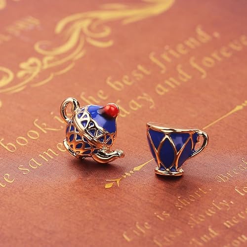 Opexicos 2Pcs Elegant Teacup Sweater Pendant Necklace Chain Tea Cup Pendant Retro Teapot Teacup Set Earrings
