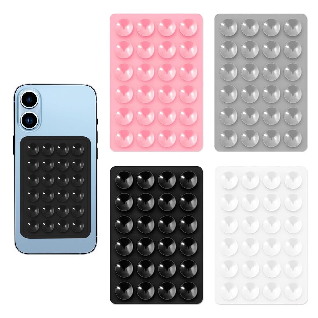 4 Pcs Supporti per Telefono a Ventosa in Silicone,Ventosa per Telefono,Versatili Autoadesivi a Ventosa, per Telefoni Cellulari,Silicone Porta Cellulare Auto,per Tutti i Modelli di Telefono,4 Colori