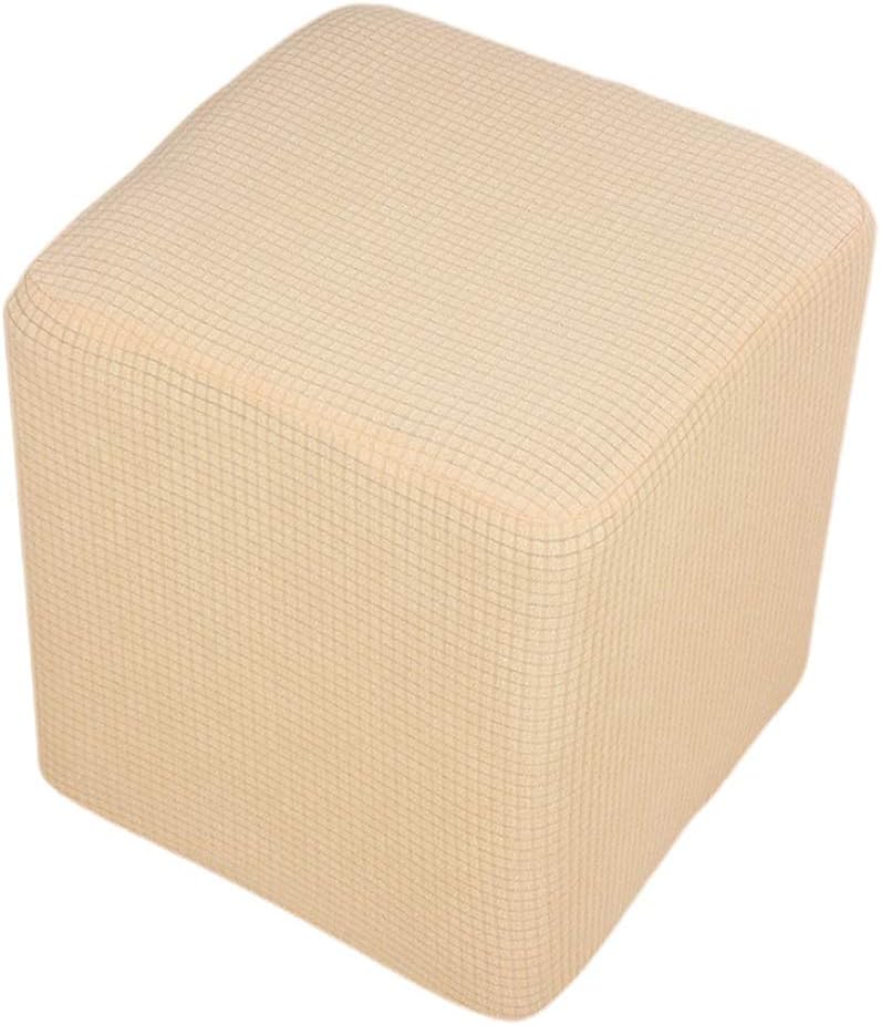 Stretch Ottoman Cover, Polyester Stool Cover Replacement, Soft and Stretchable Storage Chair Cover(Wine red)