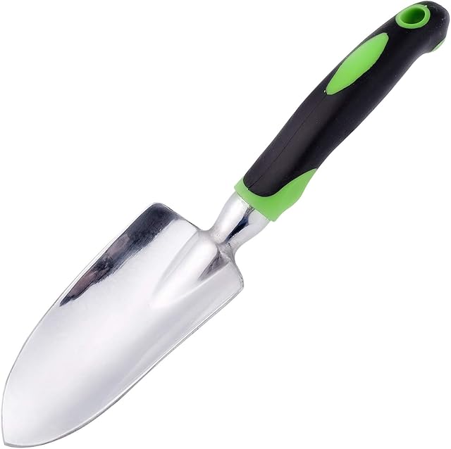 Garden Trowel - Stainless Steel - Ergonomic Grip Hand Tools with Soft Rubberized Non-Slip Handle for Transplanting, Weeding, Moving and Smoothing Digging & Planting