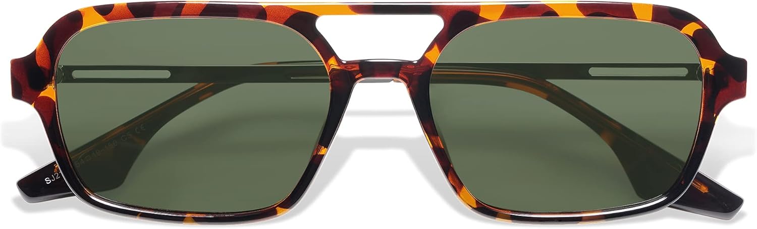 SOJOS Vintage Polarized Aviator Sunglasses for Women Men 70s Retro Flat Narrow Rectangular Womens Glasses SJ2186 - Image 2