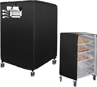 Bread Rack Cover with Zipper, 10tier Sheet Pan Rack/Bun Pan Rack Cover with Vents ,23"X28"X32" Bakery Single Rack Covers Waterproof and Dustproof,Black