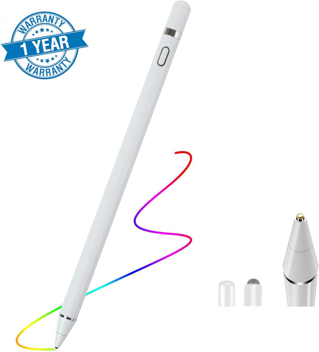 Stylus Pen for Apple iPad Rechargeable Capacitive Pen Digital Pencil with 1.5mm Copper Tip,Compatible for iPhone 6/7/8/X/Xr iPad Samsung Phone and Tablets, for Drawing and Handwriting(iOS/Android)