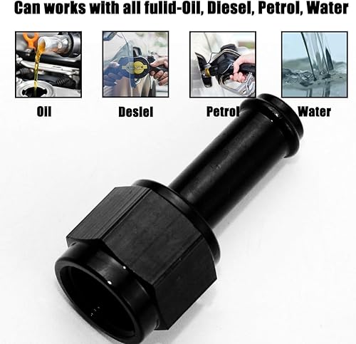 Miniatura 9 de BESULEN 6AN hembra a manguera de púas de 38 pulgadas, adaptador de manguera de combustible hembra de 90 grados, aleación de aluminio de conexión