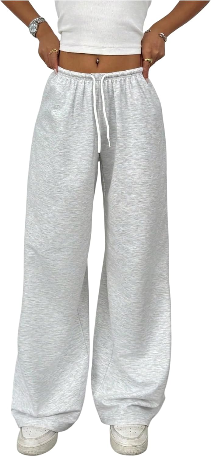 SOLY HUX Women's Drawstring Baggy Sweatpants Elastic Waist Wide Leg Casual Pants