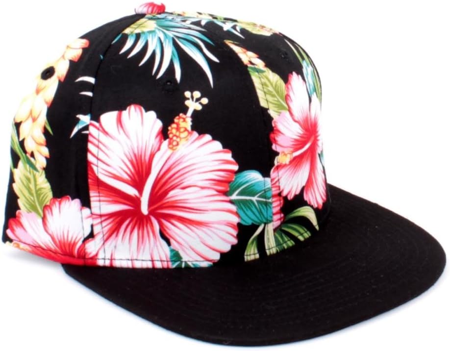 Hibiscus 2 Tone Floral Crown & Black Brim Snapback