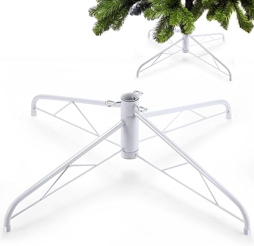 Roowest Soporte para árbol de Navidad artificial, base de metal para árbol de Navidad, soporte plegable de repuesto, base de árbol verde para