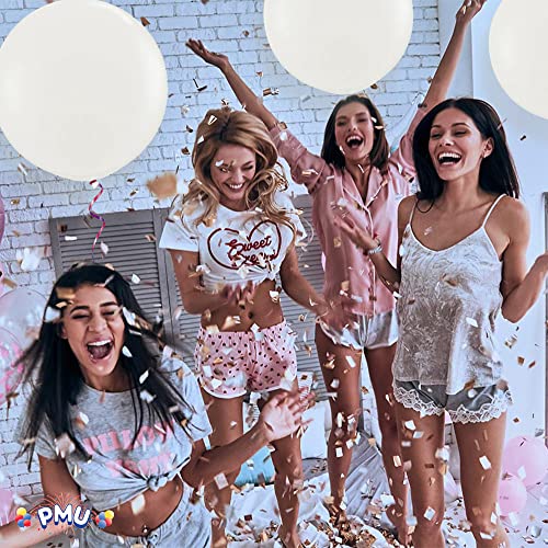 Pmu Premium Latex Balloons - Jumbo Size Balloons For Birthdays, Wedding Parties, Baby Shower, Indoor & Outdoor Party Events & Decoration Supplies - Made In Usa, 36 Inch Pearl White, Pkg/6 #TOP4