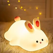 Panda Night Lamp | Tap Color Change Silicon Lamp | Rechargeable Cute Bedside Lamp for Kids, Girls & Boys | Bedroom Decor, Valentine Gift & Nightlight (White- Big Face RABIT)
