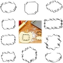 Cookie Cutters, 10pcs Cookie Cutters Set Stainless Steel Plaque Frame Pastry Cutters Biscuit Sandwich Cutters Fondant Baking Cutter Molds for DIY Cake Sugarcraft Pastry Bakeware Decoration