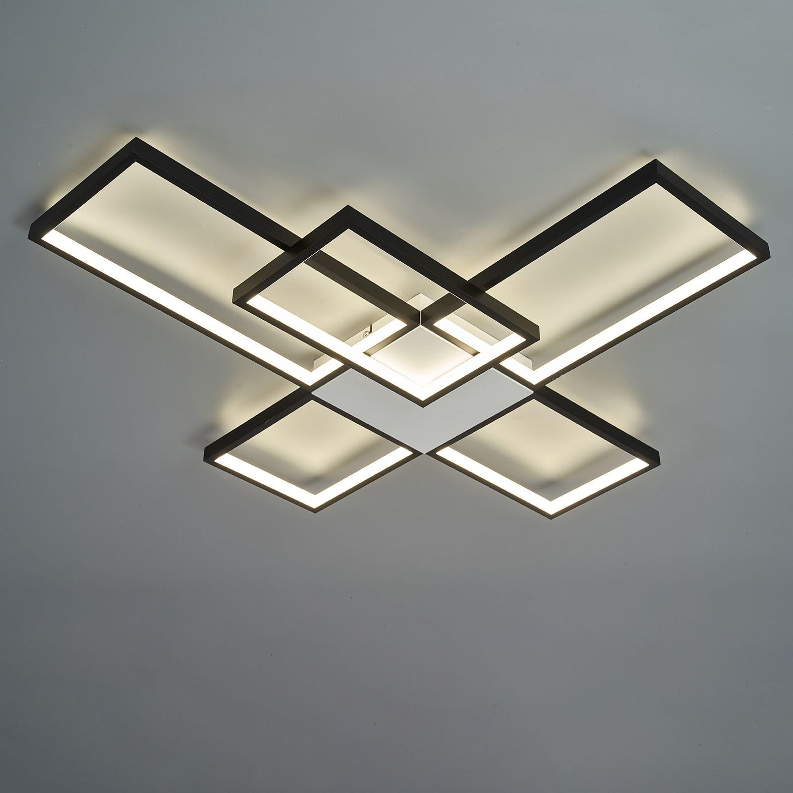 Lampada Da Soffitto nera opaca Luminosità Dimmerabile 3000k-6000k Lampadario Per Soggiorno Sala da pranzo Dimmerabile Con Telecomando 72v 5040LM (Black-BLS-FH102-S)
