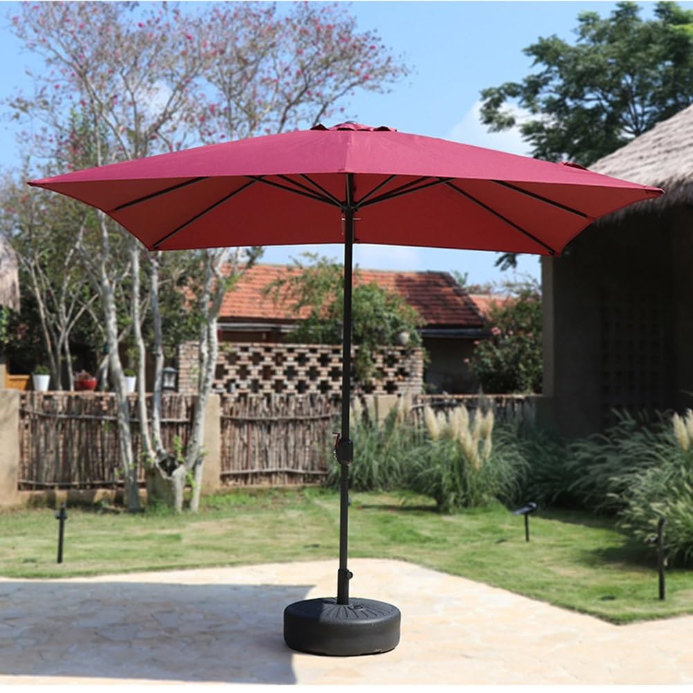 Parasol Ogrodowy Kwadrat 250 x 250 cm, Parasol Stołowy Z Korbką, Ochrona UV, 8 Solidnych Żeberek do Ogrodu, Podwórka, Tarasu, Basenu(Rouge)