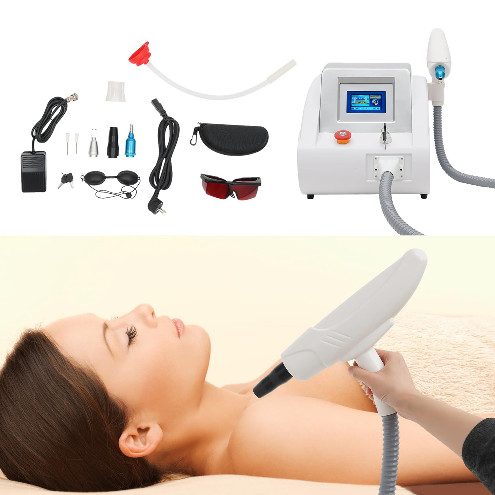 ND YAG La-ser - Eliminación de tatuajes para eliminar el acné, reafirmación de la piel, dispositivo de belleza, 1000 W, doble longitud de onda, 1064 nm, 532 nm
