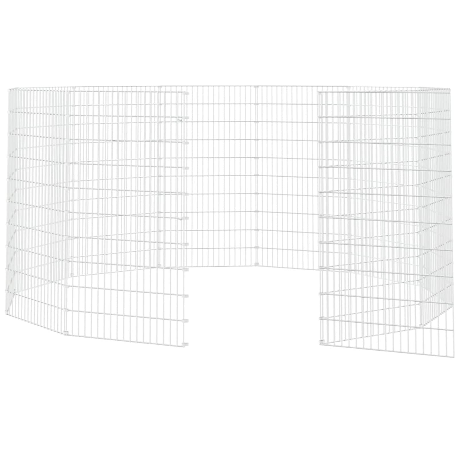 Brokky Recinto per Animali Ruspante 12 Pannelli 54x100cm Ferro Zincato,Recinto per Cani da Giardino,Gabbia per Conigli,Recinto per Animali Domestici,Gatti,Cuccioli,Porte con Chiavistello e Parasole,in